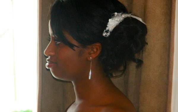 Bridal hair style, side fringe cut